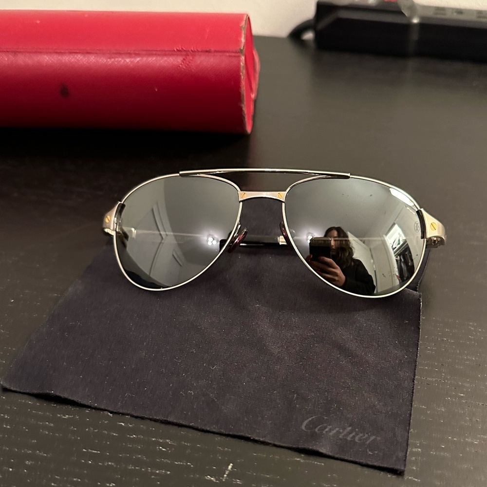 CARTIER Santos-Dumont Aviator Sunglasses 130 - Picture 2 of 9